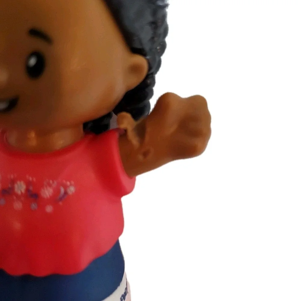 Little People African American‎ Girl Figure Wearing Pink Floral Print Shirt